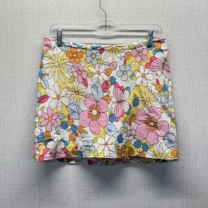 VTG Necessary Objects Groovy Bright Fun Floral Cotton Blend Skort Petite Large